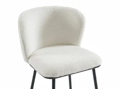 Vente-unique Conjunto de 2 taburetes de bar en tela bouclé y metal - - SENORASE Blanco Clearance