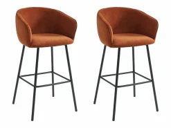 Vente-unique Muebles De Bar|Taburete Alto|Conjunto de 2 taburetes de tela y metal negro - - LAZONI by Pascal Morabito