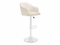 Vente-unique Muebles De Bar|Taburete Alto|Conjunto de 2 taburetes de bar de tela y metal - y blanco - CARSTEN