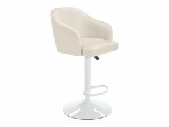 Vente-unique Muebles De Bar|Taburete Alto|Conjunto de 2 taburetes de bar de tela y metal - y blanco - CARSTEN