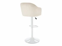 Vente-unique Muebles De Bar|Taburete Alto|Conjunto de 2 taburetes de bar de tela y metal - y blanco - CARSTEN