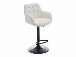 Vente-unique Muebles De Bar|Taburete Alto|Conjunto de 2 taburetes de bar de tela rizada y metal - Altura ajustable - - PEGA