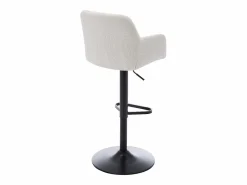 Vente-unique Muebles De Bar|Taburete Alto|Conjunto de 2 taburetes de bar de tela rizada y metal - Altura ajustable - - PEGA