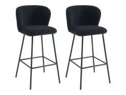 Conjunto de 2 taburetes de bar de felpa y metal - - SENORASE^Vente-unique Clearance