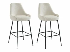 Conjunto de 2 taburetes de bar de tela rizada y metal negro - - TOYBA^Vente-unique