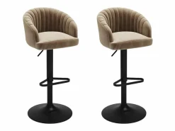 Vente-unique Conjunto de 2 taburetes de bar - Tela y metal - - DORALIZ Beige