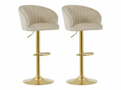 Conjunto de 2 taburetes de bar de terciopelo y metal - Altura regulable - - DORALIZ^Vente-unique New