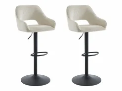 Conjunto de 2 taburetes de bar de pana y metal - Altura ajustable - - ZINEA^Vente-unique Outlet