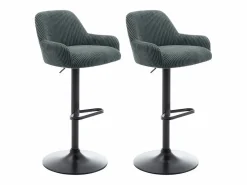 Vente-unique Conjunto de 2 taburetes de pana y metal negro - Altura ajustable - Verde - LILIYA Verde pino Discount