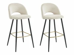 Vente-unique Conjunto de 2 taburetes de bar de pana y metal - - FINCHY by Pascal Morabito Crema Sale
