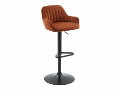 Vente-unique Muebles De Bar|Taburete Alto|Conjunto de 2 taburetes de bar de terciopelo y metal - Altura ajustable - - ELEANA