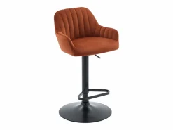 Vente-unique Muebles De Bar|Taburete Alto|Conjunto de 2 taburetes de bar de terciopelo y metal - Altura ajustable - - ELEANA