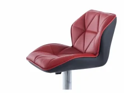 Conjunto de 2 taburetes de bar en piel sintética y acero cromado - Altura regulable - - CALVIN^Vente-unique New