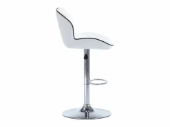 Vente-unique Conjunto de 2 taburetes de bar en piel sintética y acero cromado - Altura regulable - - CALVIN Blanco Best