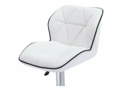 Vente-unique Conjunto de 2 taburetes de bar en piel sintética y acero cromado - Altura regulable - - CALVIN Blanco Best