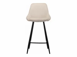 Conjunto de 2 taburetes de bar de terciopelo acanalado y metal negro - - MASURIE^Vente-unique Discount