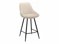 Conjunto de 2 taburetes de bar de terciopelo acanalado y metal negro - - MASURIE^Vente-unique Discount