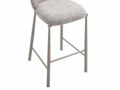 Vente-unique Conjunto de 2 taburetes en tela texturizada y metal topo - - JIZAK Beige Discount