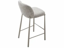 Vente-unique Conjunto de 2 taburetes en tela texturizada y metal topo - - JIZAK Beige Discount