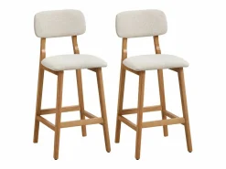 Conjunto de 2 taburetes en tela texturizada y madera de hevea natural - - LEDIRA^Vente-unique Best