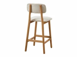Conjunto de 2 taburetes en tela texturizada y madera de hevea natural - - LEDIRA^Vente-unique Best
