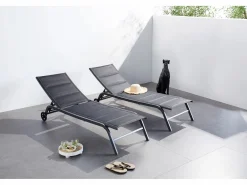 Concept-Usine Conjunto de 2 tumbonas de aluminio LISBOA Negro Best