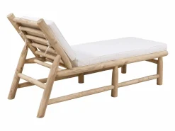 MYLIA Tumbona|Conjunto de 2 tumbonas de teca con colchón - Natural claro y blanco - TULUM de