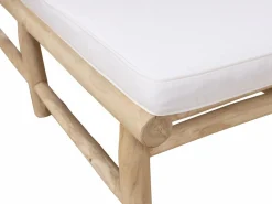 MYLIA Tumbona|Conjunto de 2 tumbonas de teca con colchón - Natural claro y blanco - TULUM de