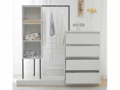 Conjunto de armario con cajones, aparador y barra para colgar ropa, 140x40x135cm.^ Online
