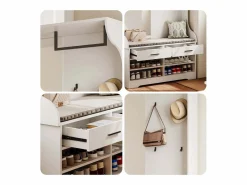 Conjunto de armario 6 en 1 con espejo y zapatero abierto, 104 x 35 x 180 cm Blanco New