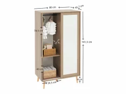 Conjunto de armario infantil - 80(160) x 46 x 141,5 cm - con puertas correderas + 2 cajones - MDF - natural^Merax New