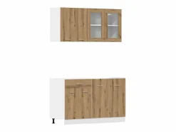 Conjunto de armarios de cocina de 4 piezas "Lyon" de en madera de ingeniería de roble artesanal^vidaxl New