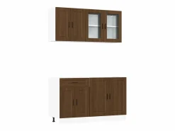 vidaxl Cocina Completa|Conjunto de armarios de cocina de 4 piezas "Porto" de en madera de ingeniería de roble marrón