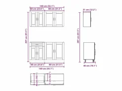 vidaxl Cocina Completa|Conjunto de armarios de cocina de 4 piezas "Porto" de en madera de ingeniería de roble marrón