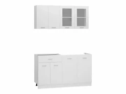 vidaxl Cocina Completa|Conjunto de armarios de cocina de 4 piezas "Lyon" de en madera de ingeniería blanca