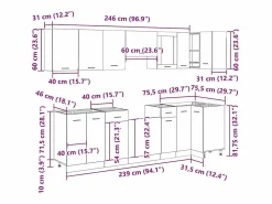 vidaxl Conjunto de armarios de cocina de 11 piezas "Lyon" de madera de ingeniería de roble artesanal Color natural claro New