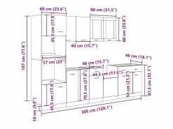 vidaxl Conjunto de armarios de cocina de 7 piezas "Lyon" de madera de ingeniería de roble artesanal Color natural claro Discount