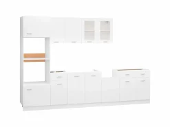 vidaxl Conjunto de armarios de cocina de 7 piezas "Lyon" de madera de ingeniería blanca Blanco Hot