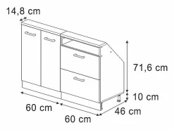 Vicco Conjunto de armarios para techo inclinado hormigón/antracita 120x46x81.6 rion Gris claro