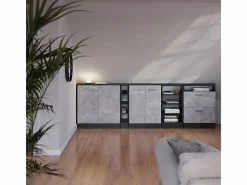 Vicco Conjunto de armarios para techo inclinado hormigón/antracita 120x46x81.6 rion Gris claro