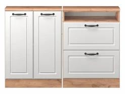 Conjunto de armarios para techo inclinado casa de campo blanca/roble dorado 120x46x81.6 rion^Vicco Best