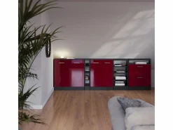 Vicco Conjunto de armarios para techo inclinado brillo intenso/antracita 120x46x81.6 rion Rojo