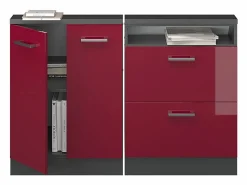 Vicco Conjunto de armarios para techo inclinado brillo intenso/antracita 120x46x81.6 rion Rojo