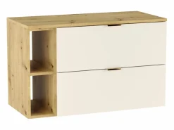 Conjunto de baño 100 cm Cashmere / Roble Nogal Armario con encimera y estantería + Columna Orio^ New
