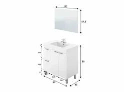 Mueble De Aseo|Conjunto de baño Aktiva con espejo y lavabo 80 cm