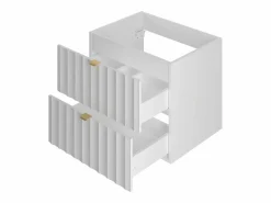 Conjunto de baño 140 cm Armario con encimera Estantería Frentes ranurados Arcos Blanco Sale