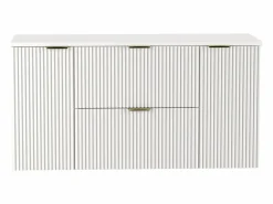 Conjunto de baño 120 cm Armario Encimera Columna Frentes ranurados Blanco Sale
