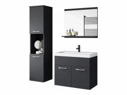 Conjunto De Baño|Conjunto de baño colgante con lavabo, espejo y columnas, mate