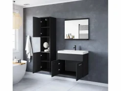 Conjunto De Baño|Conjunto de baño colgante con lavabo, espejo y columnas, mate