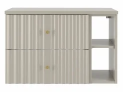 Mueble De Lavabo|Conjunto de baño de cachemira 80 cm Armario con encimera y estantería Frentes ranurados Aqua